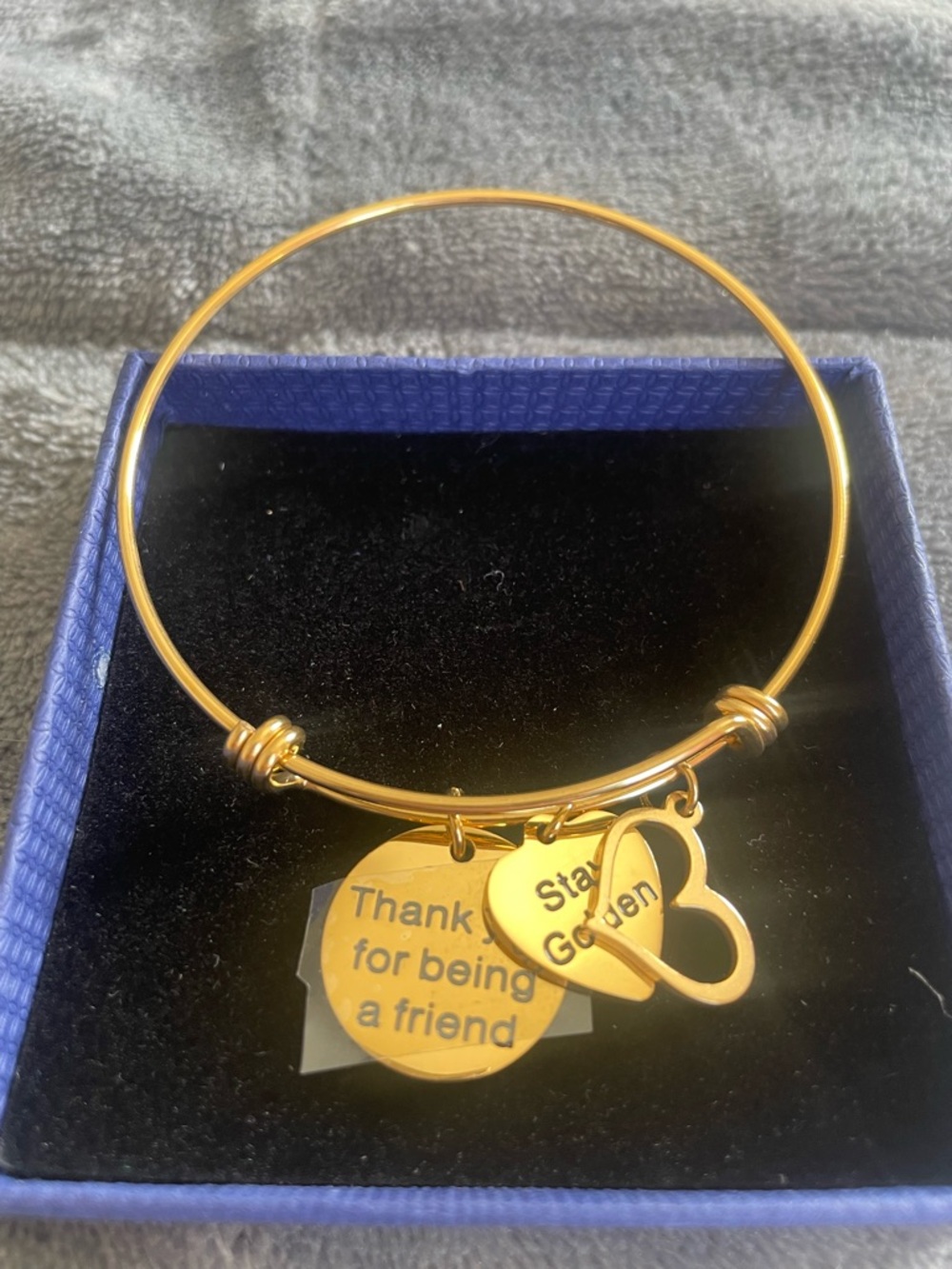 Gold Tone Women's Charm Bangle Bracelet - Thank You Friend
